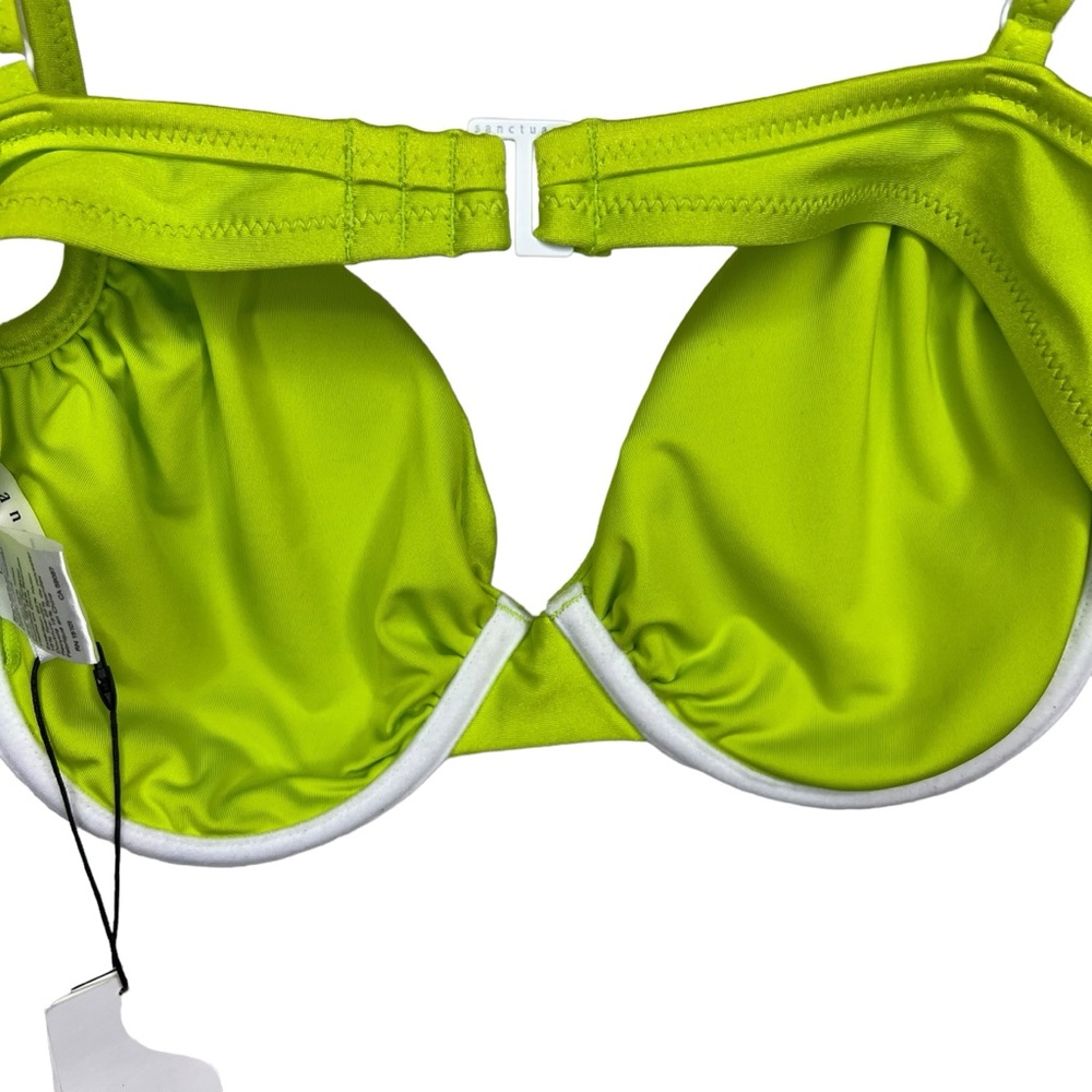 NWT Sanctuary Swim Glisten 90s Bikini Top Green Energy L - Picture 6 of 7